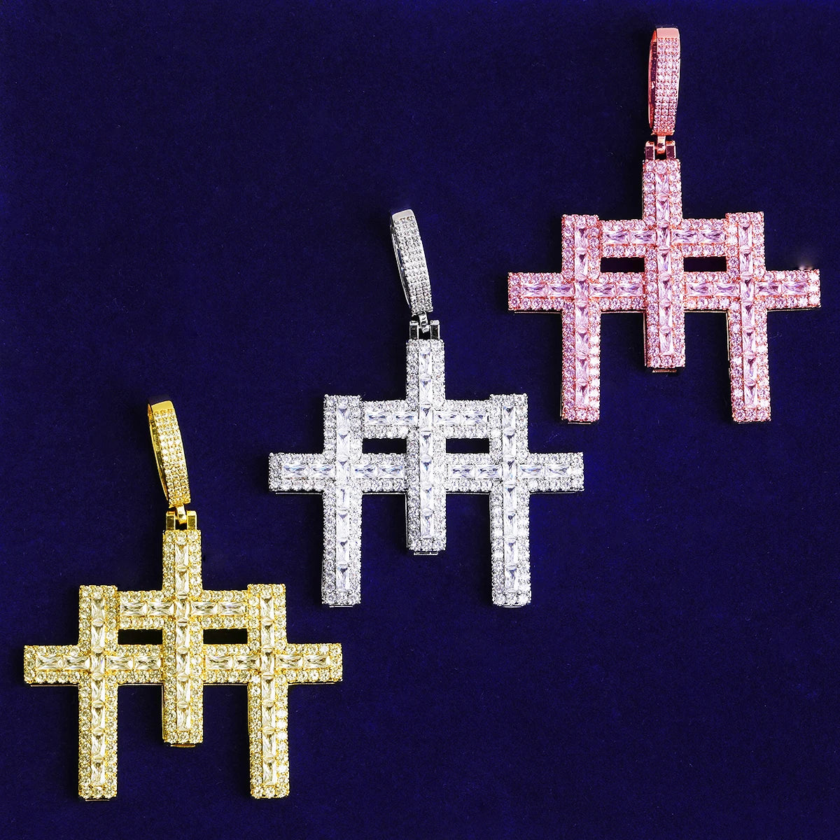 Holy Trinity ll | Flooded Ice VVS Diamond Iced Blinged Out Trinity Cross Pendant
