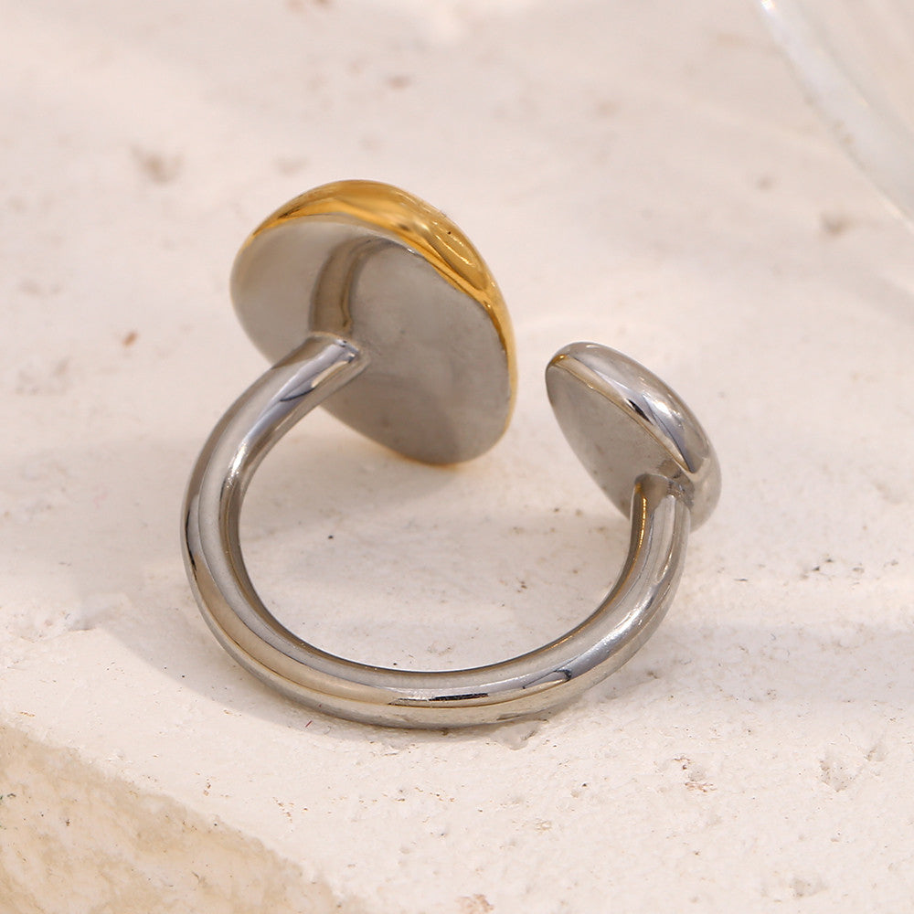 18k Gold Silver Two Tones Stainless Steel Joined Together Faithful Rings