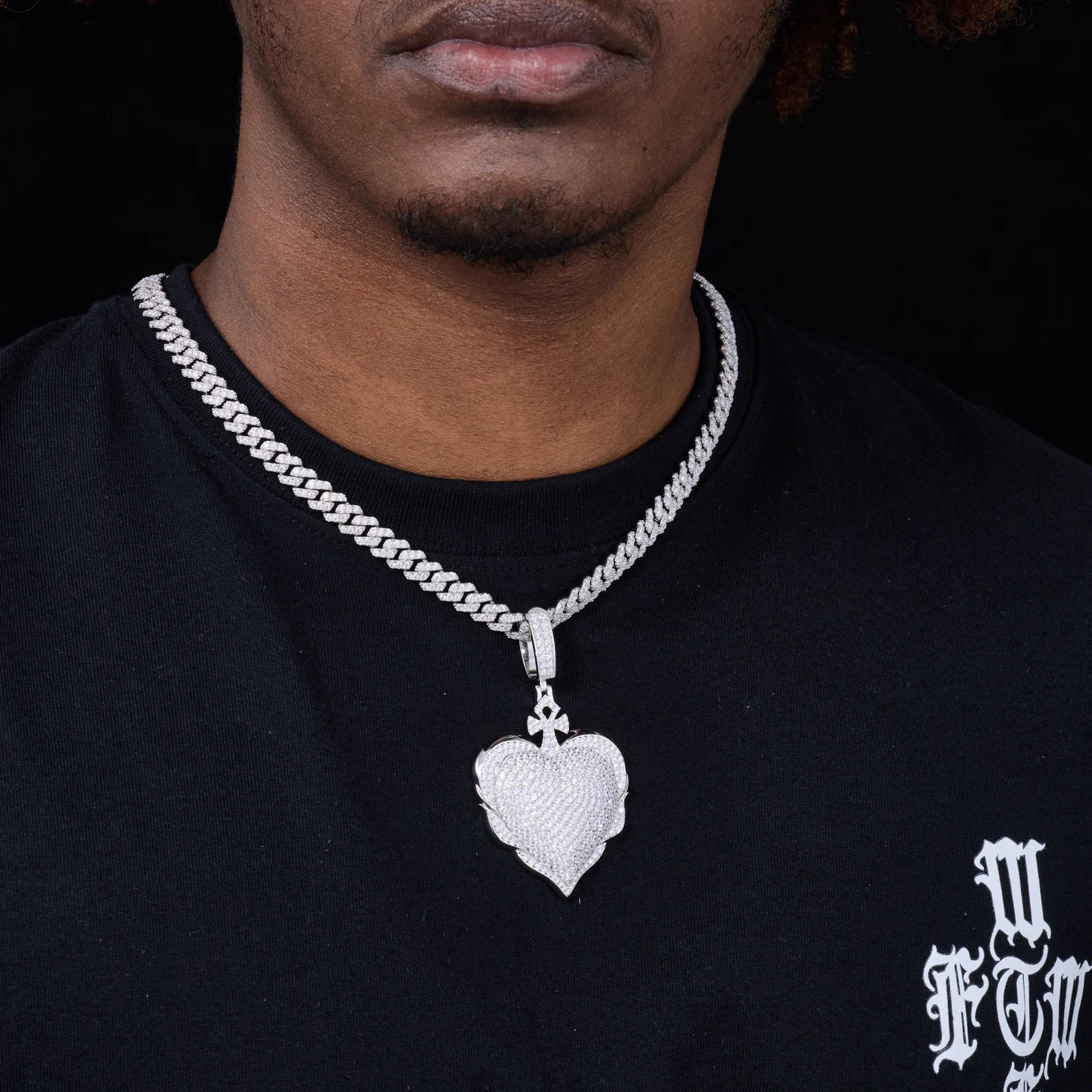 Protected Heart | VVS Moissanite Diamond 925 Silver Ankh Cross Heart Pendant Necklace