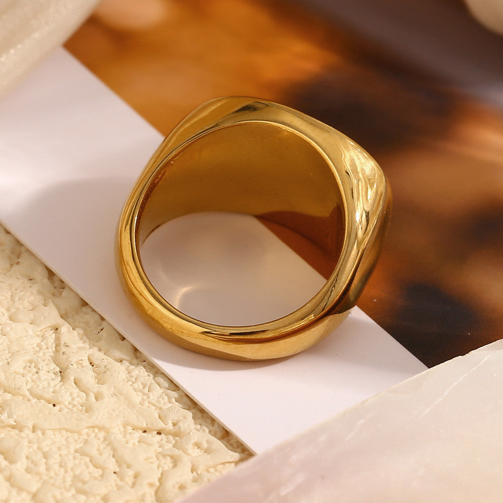 Ladies 18k Gold No Fade Stainless Steel Vintage Small Flower Waterproof Rings