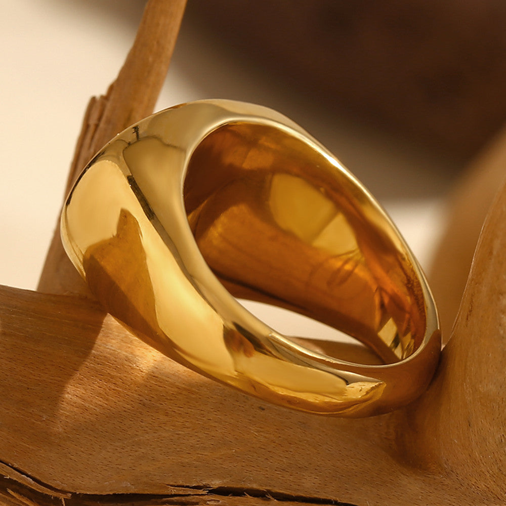 Ladies 18k Gold No Fade Stainless Steel Vintage Small Flower Waterproof Rings