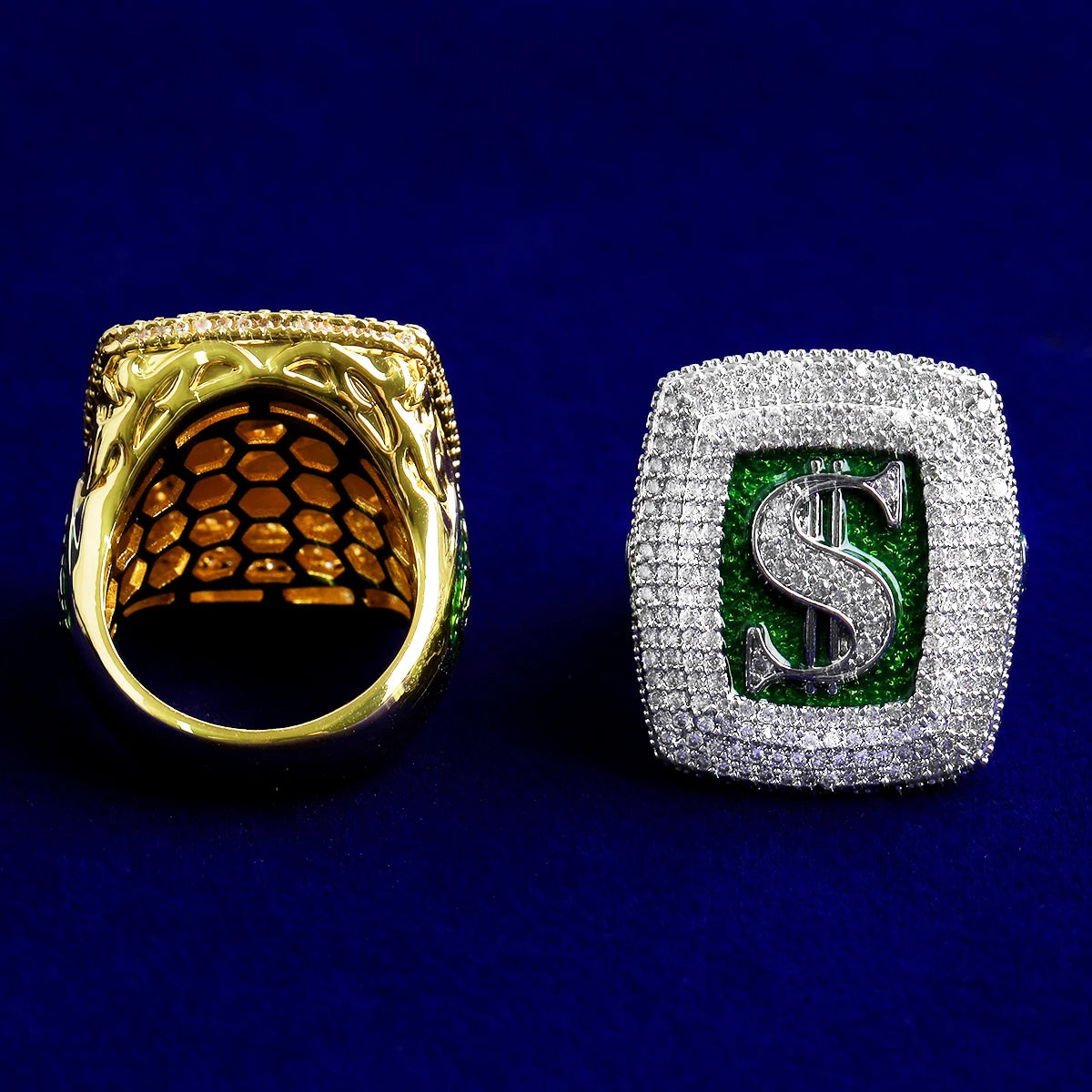 Money Mind | VVS Diamond CZ Dollar Sign Luxury 5AA+ Prong Set Iced Blinged Out Rings