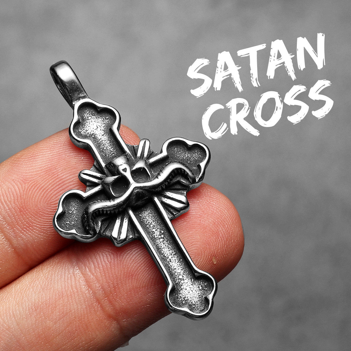 松*本様 Pendant Small Cross withベイル Satan Cross | Men's No Fade Stainless Steel Evil Minion Lucifer