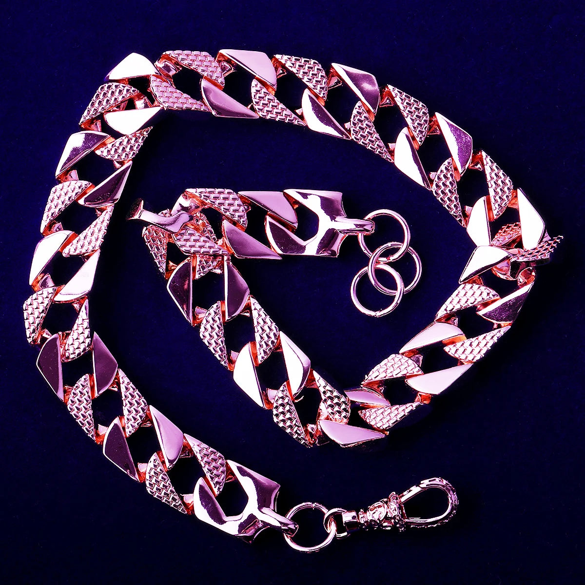 Patterned Cuban | 15mm Belcher Clasp Square Cut Designer Cuban Link Chain Necklace