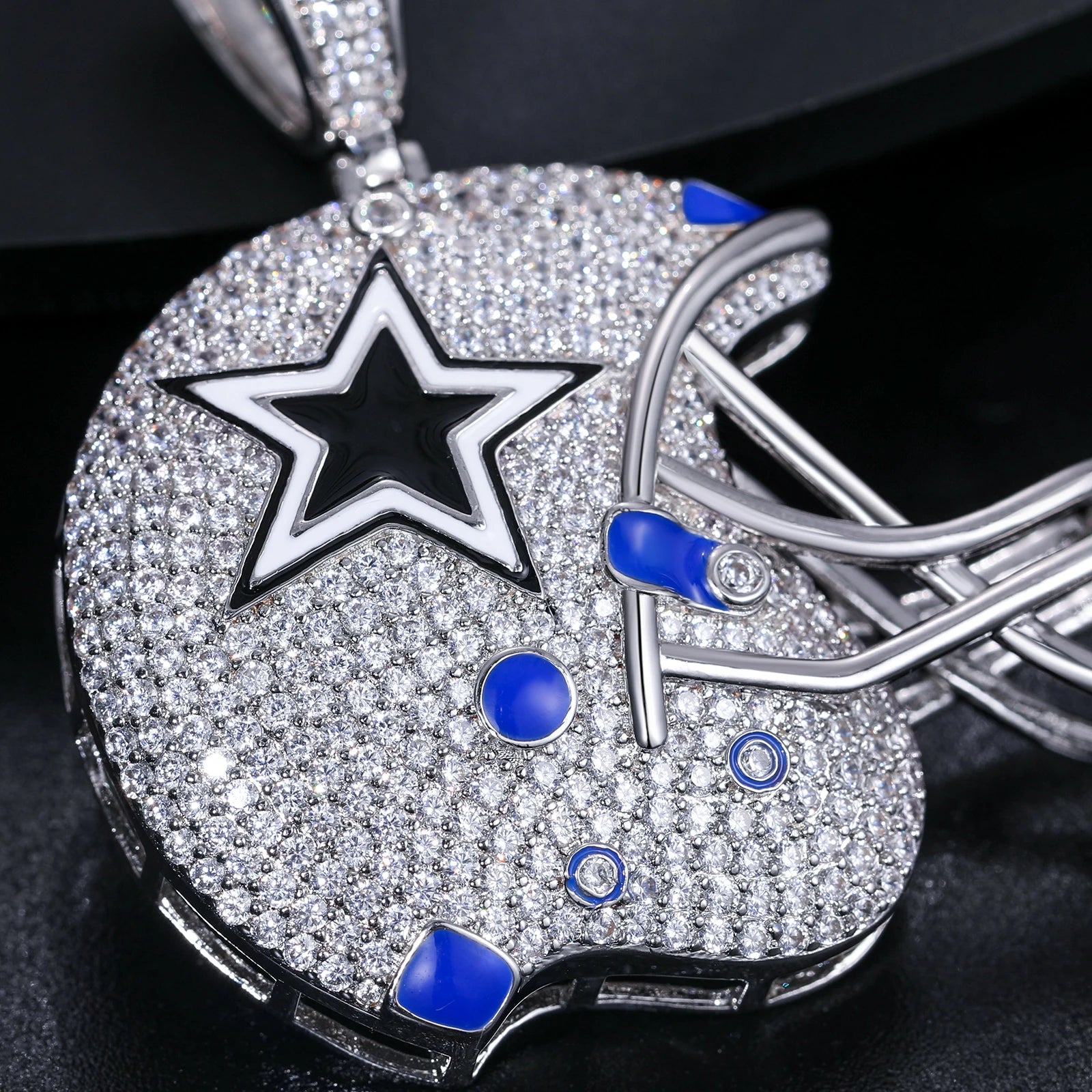 Americas Team II | S925 Moissanite Diamond 925 Solid Silver Hip Hop Helmet Pendant