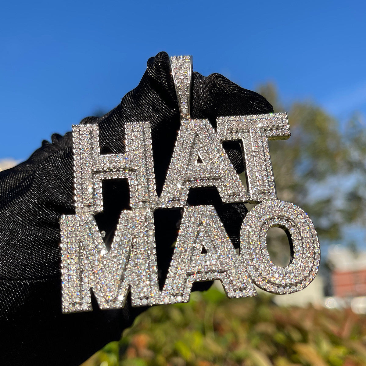 ALL CAP | Bold Capitalized Iced Prong Set Custom Made Nameplate Pendant