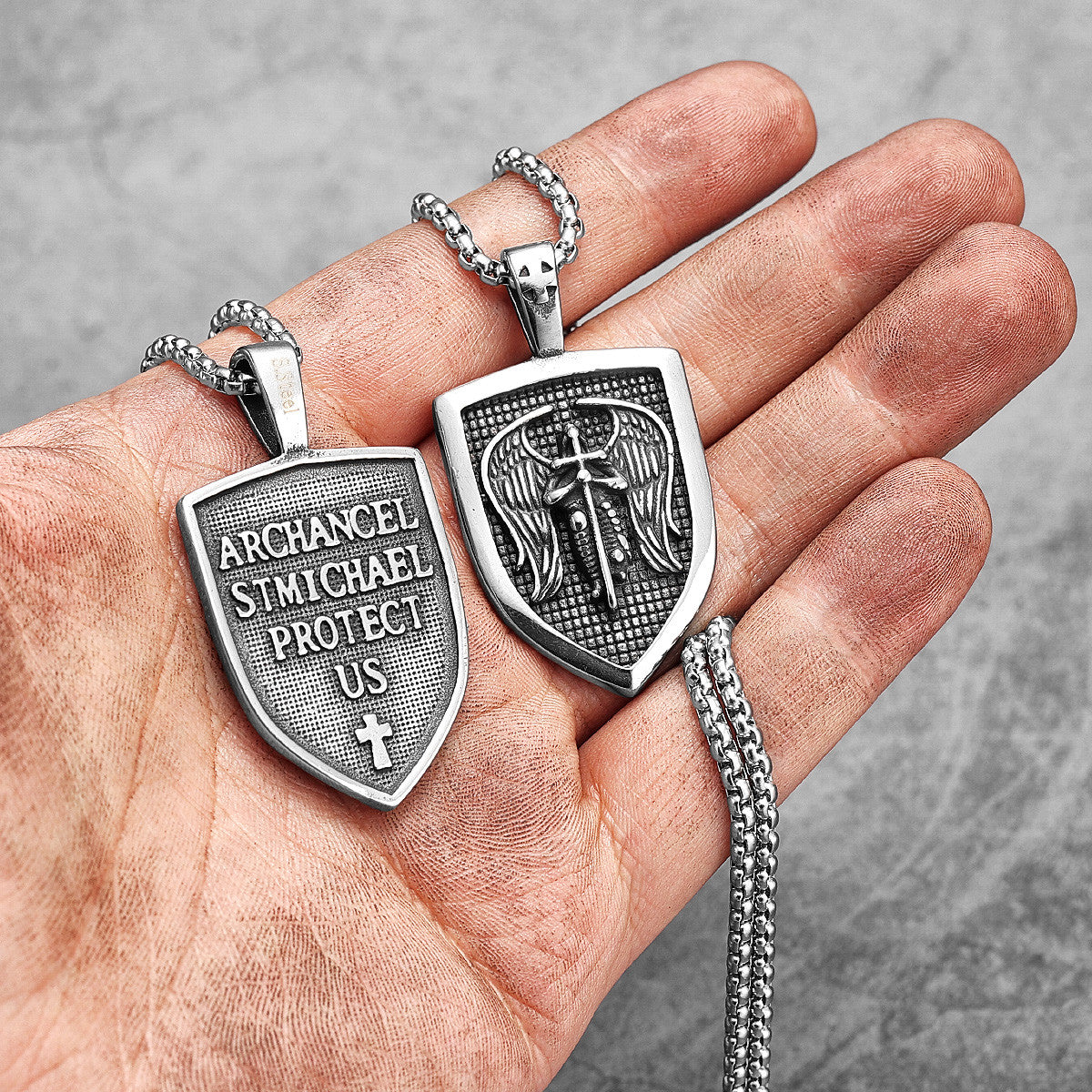 Shield of Faith | St. Michael Archangel Solid Stainless Steel Divine Protection Pendant