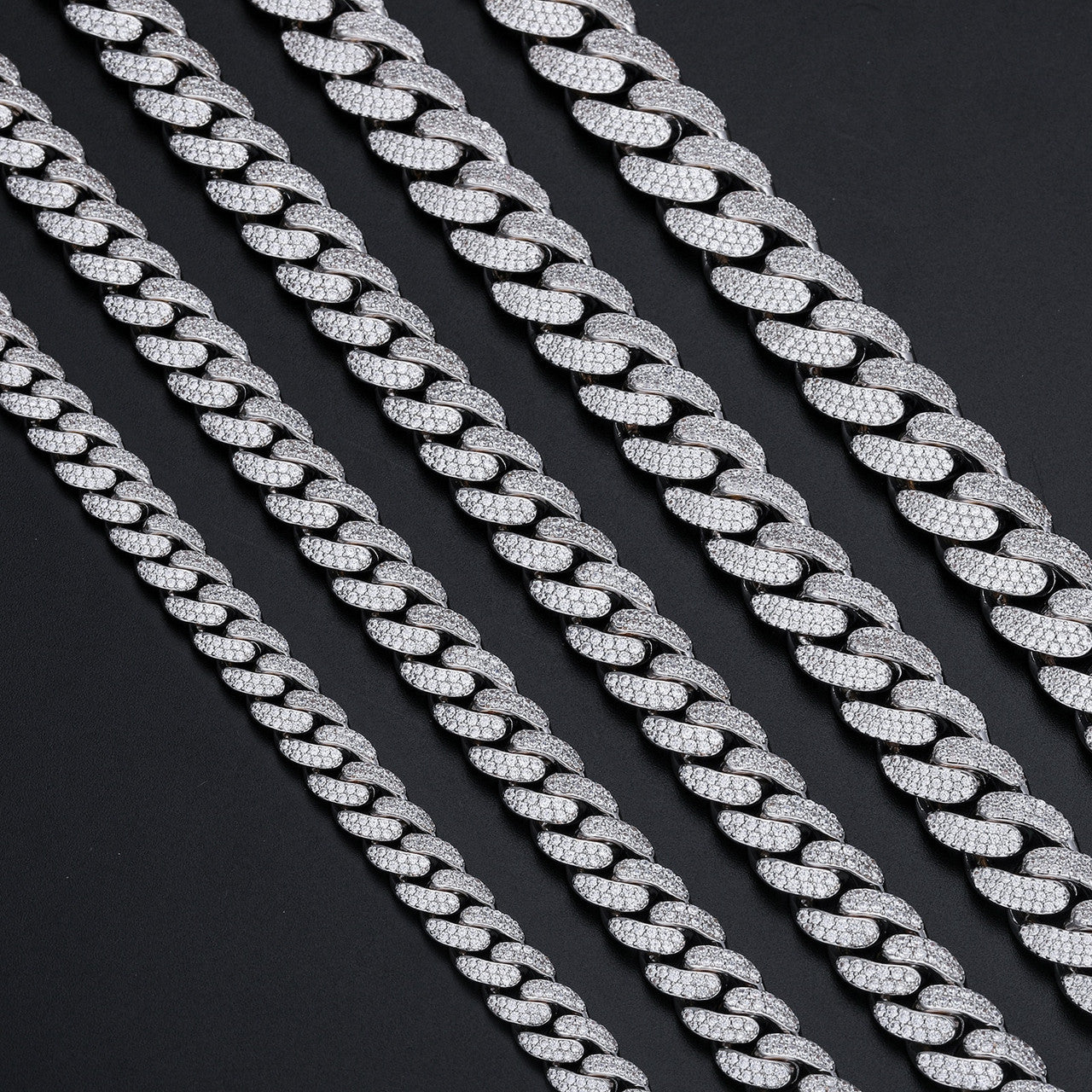 Mens Luxury Iced 8mm-20mm VVS Diamond 925 Solid Silver Hip Hop Miami Cuban Links