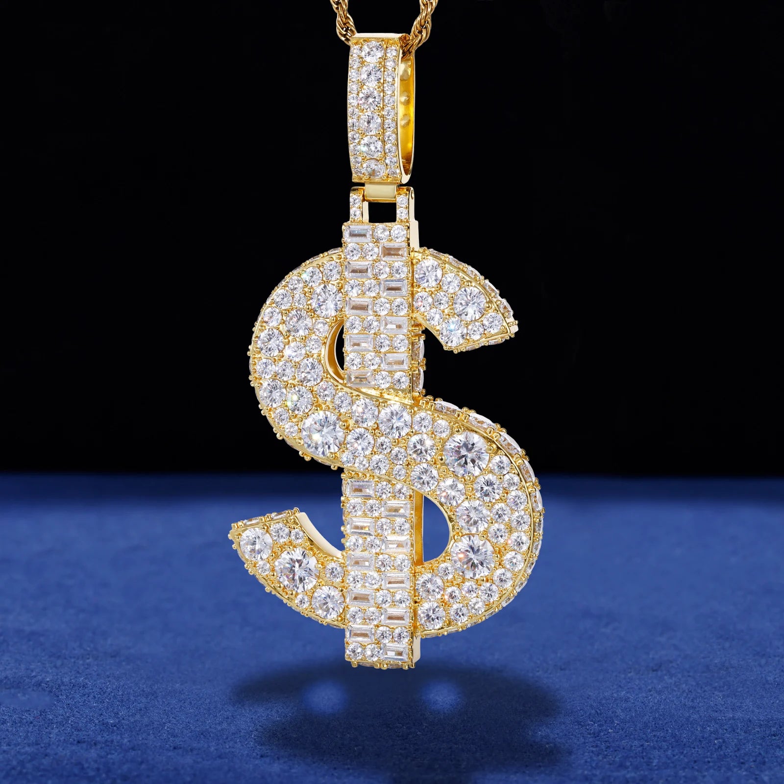 Big Dollars | Hip Hop 925 Silver I Make Big Dollars Moissanite Dollar Sign Pendant