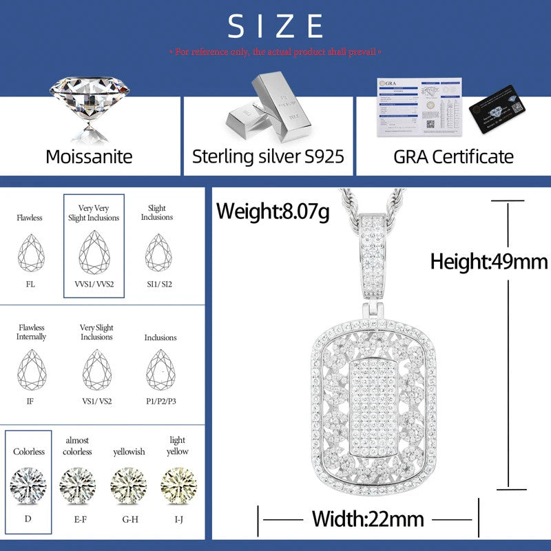 Dem Diamond Boys | Solid Silver Moissanite Diamond Dollar Sign Tag Hip Hop Pendants