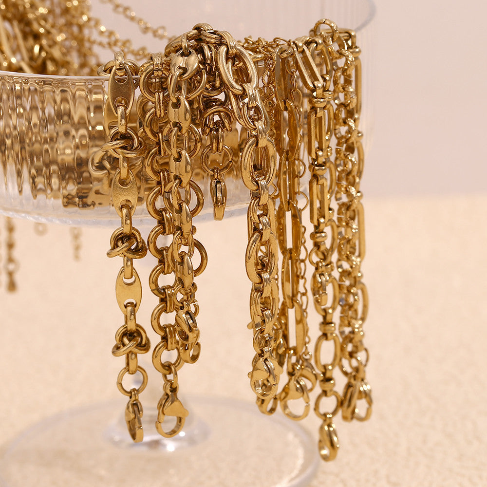 18k Gold Stainless Steel Waterproof Paper Clip Knot Bowtie Link Chain Anklet Ankle Bracelets