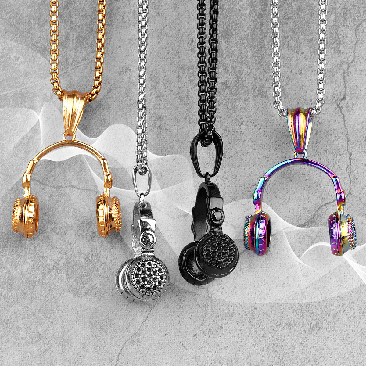 Headset Earphones | 316L No Fade 14k Gold Stainless Steel Hip Hop Pendant Chains