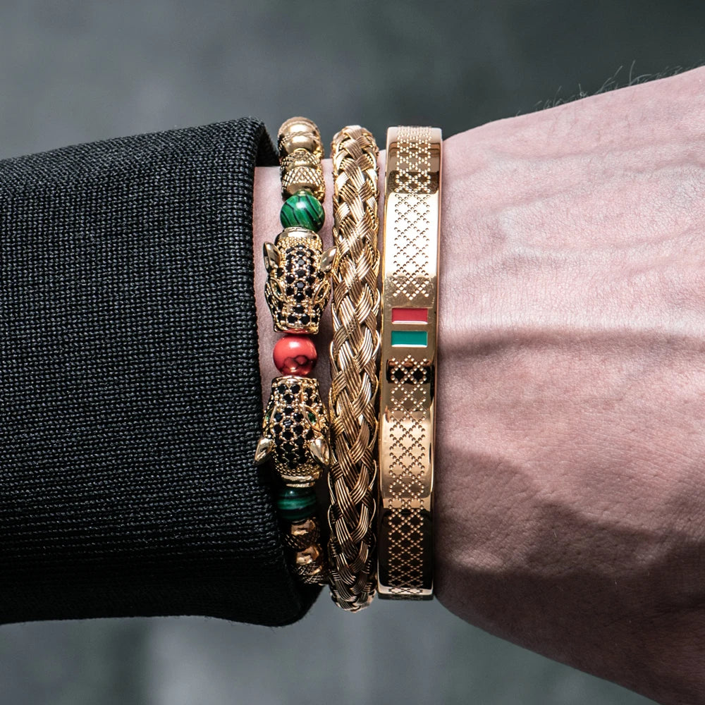 G Slide | VVS Diamond CZ 18k No Fade Stainless Steel Luxury Leopard Head Bracelet