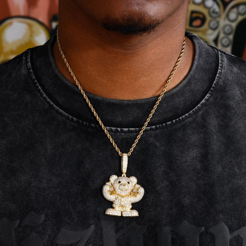 Racked Up | Boss Bear Solid 925 Sterling Silver Moissanite Diamond Hip Hop Pendant