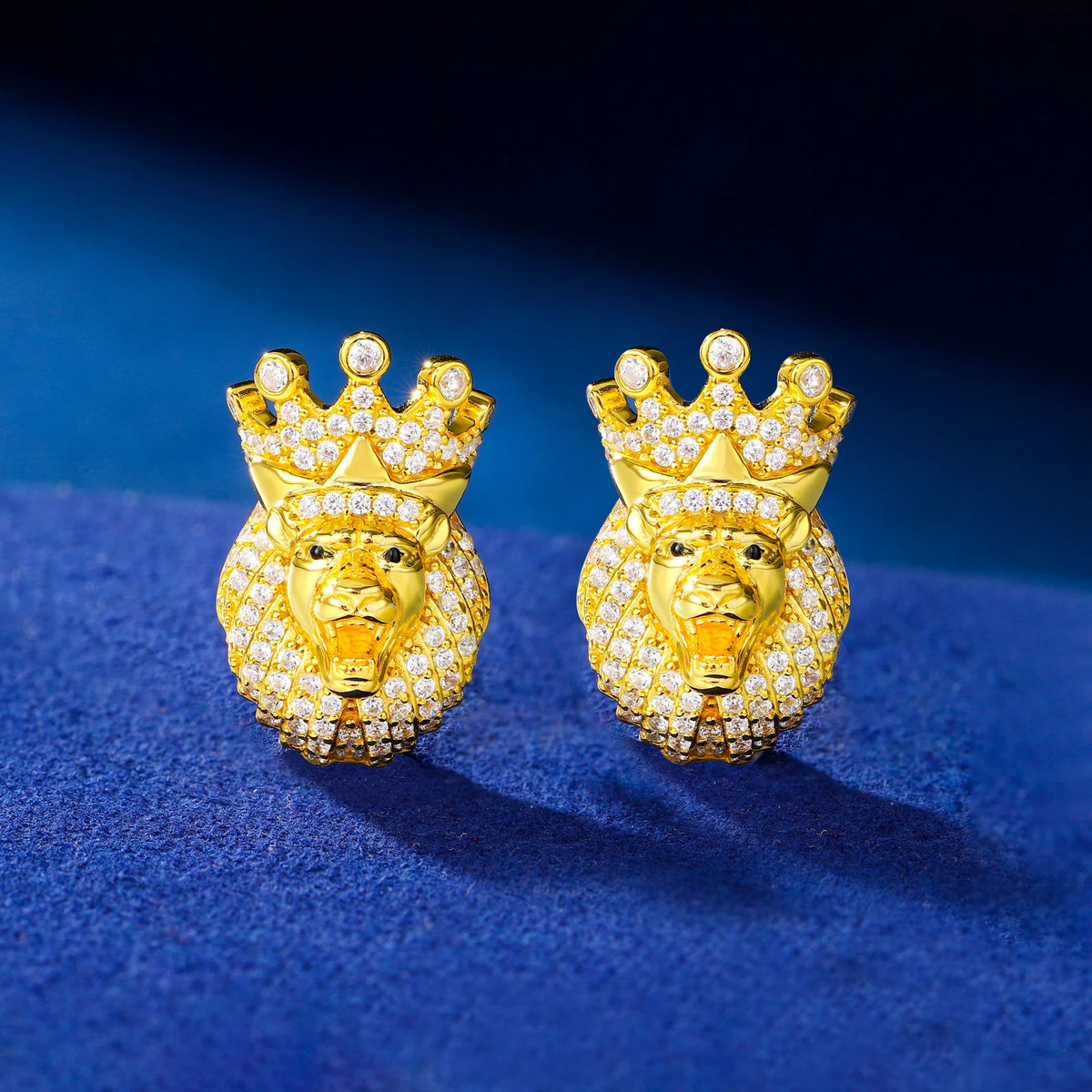 Protect The Throne | Moissanite Diamond Hip Hop Lion King Stud Bling 925 Silver Earrings
