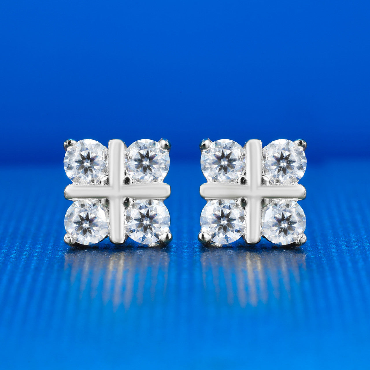 VVS Cross Stud | D Color Moissanite Diamond Solid Sterling Silver Hip Hop Earrings