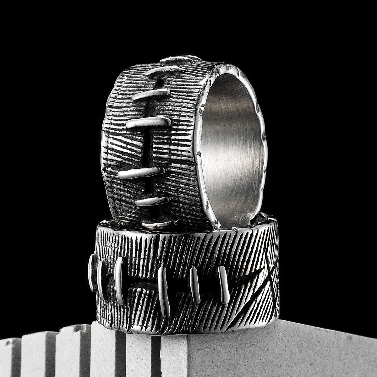 Snitches Get Stitches | 316L No Fade Stainless Steel Retro Style Hip Hop Rings