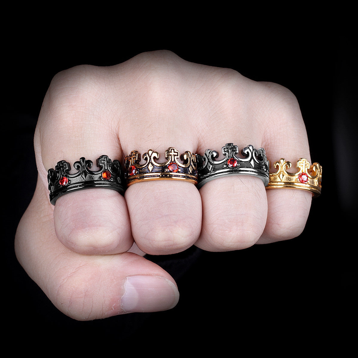 Royal Crown | 316L No Fade Stainless Steel Retro CZ Stone Fashion Street Wear Rings