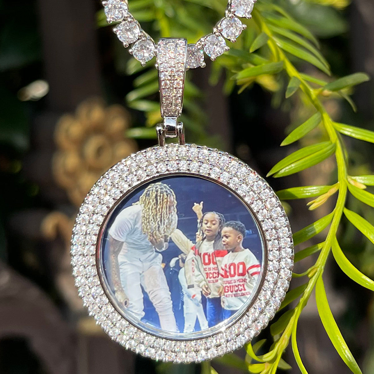 LuxeGlow Diamond Edge | 4 Prong Set Double Row Custom Photo Hip Hop Pendant