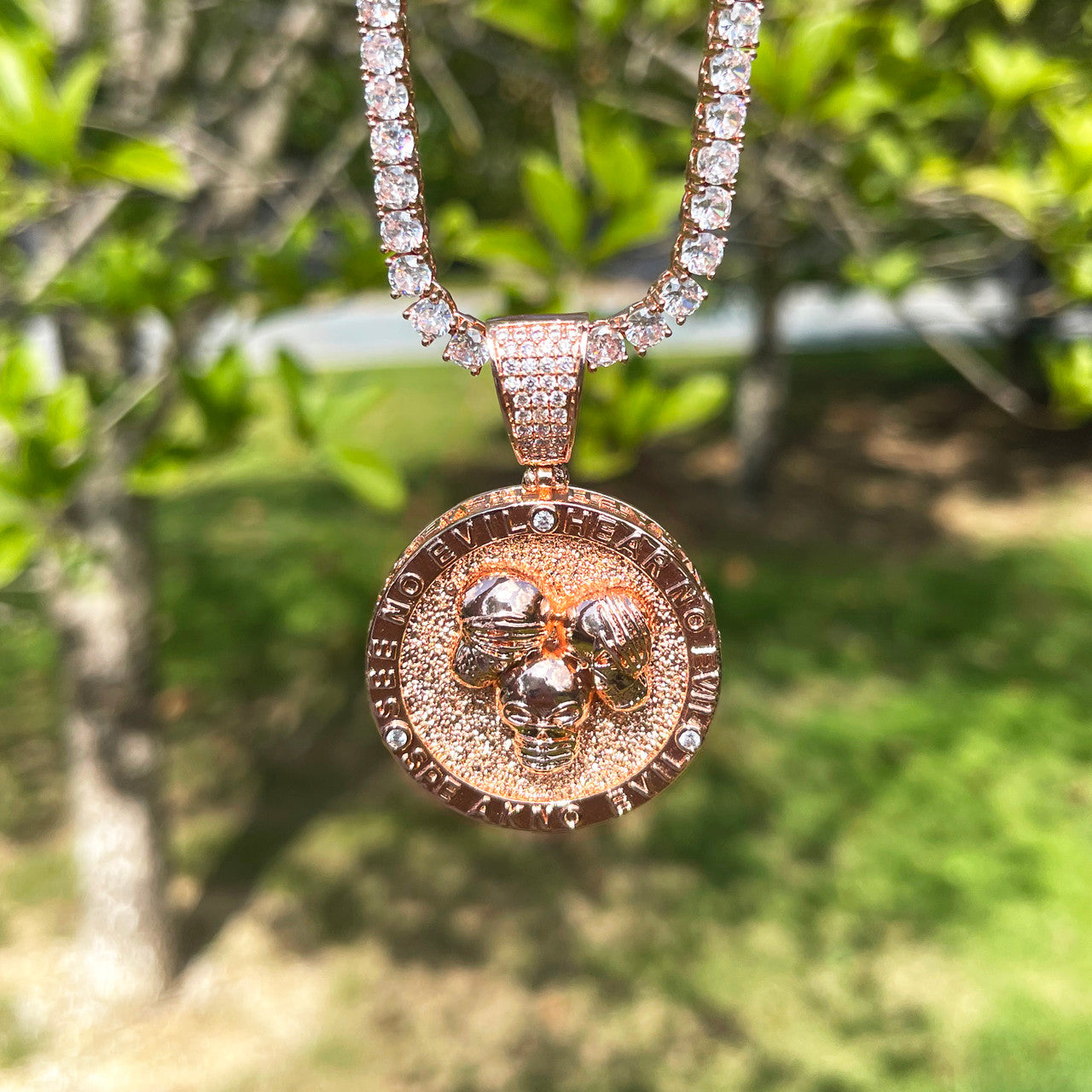 Abundance Skulls | See Here Speak No Evil Iced Hip Hop Pendant