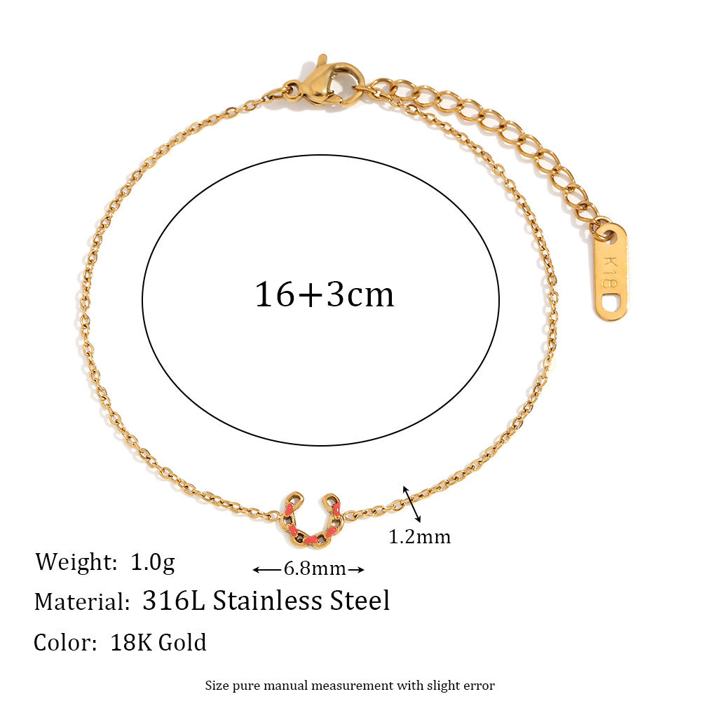 Waterproof Dainty Enamel Flower 18k Gold Stainless Steel Charm Bracelets