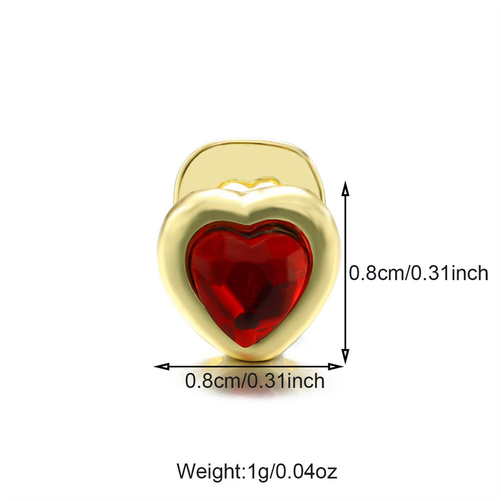 Crystal Heart | Street Wear Iced Single Tooth Heart-Shaped Blinged Out Grillz