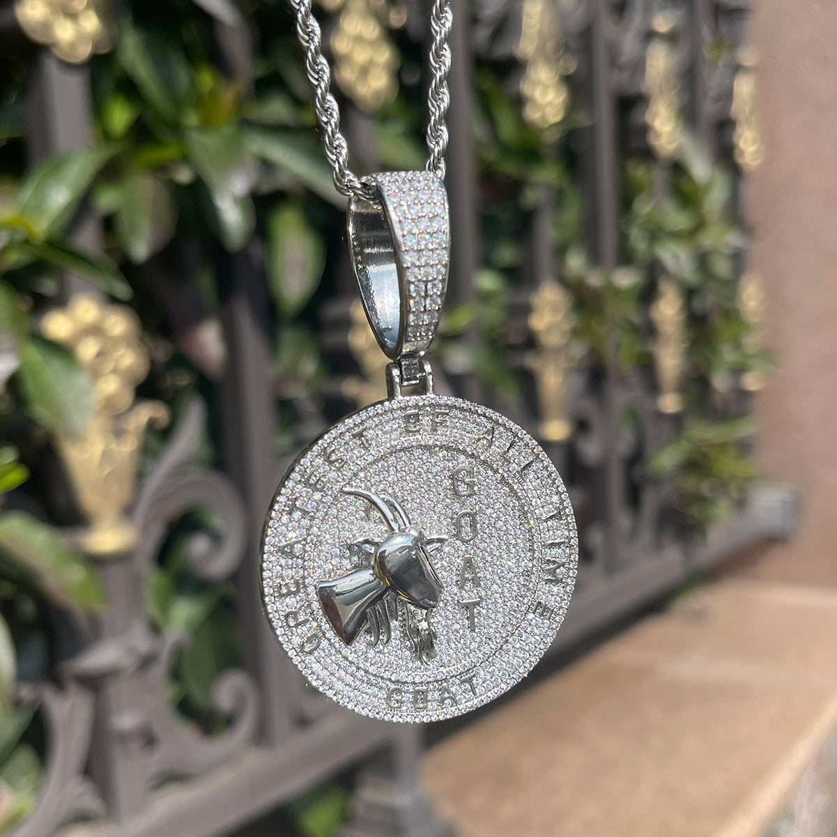 The Greatest Of All Time | Goat VVS Diamond CZ Iced Blinged Out Hip Hop Pendant