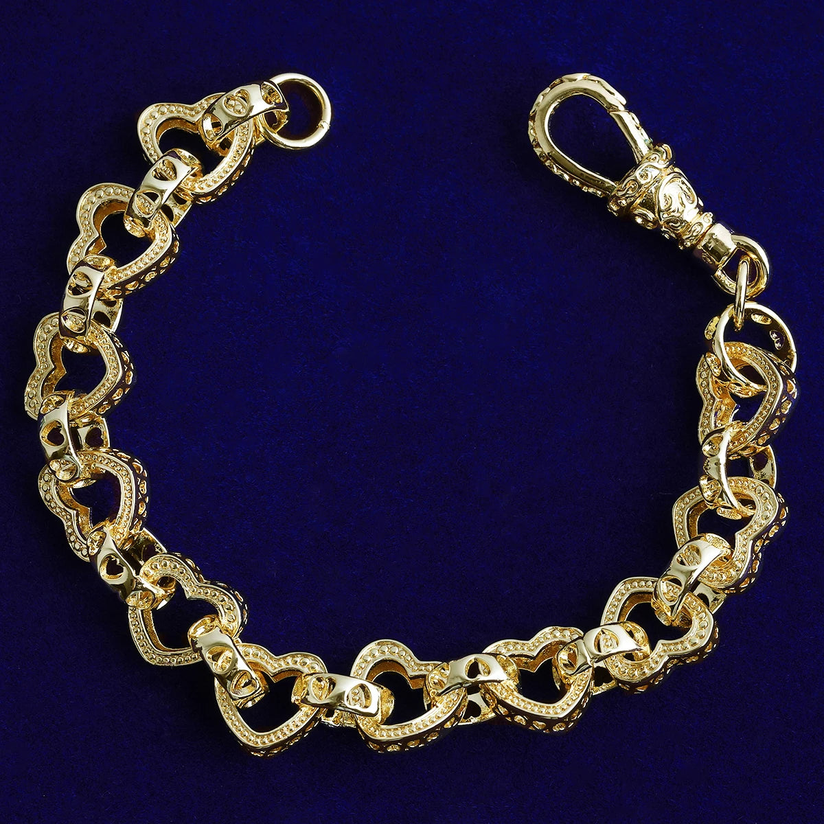 Heart To Heart |  Ladies Albert Clasp 24k 925 Silver Rose Gold Heart Link Bracelet