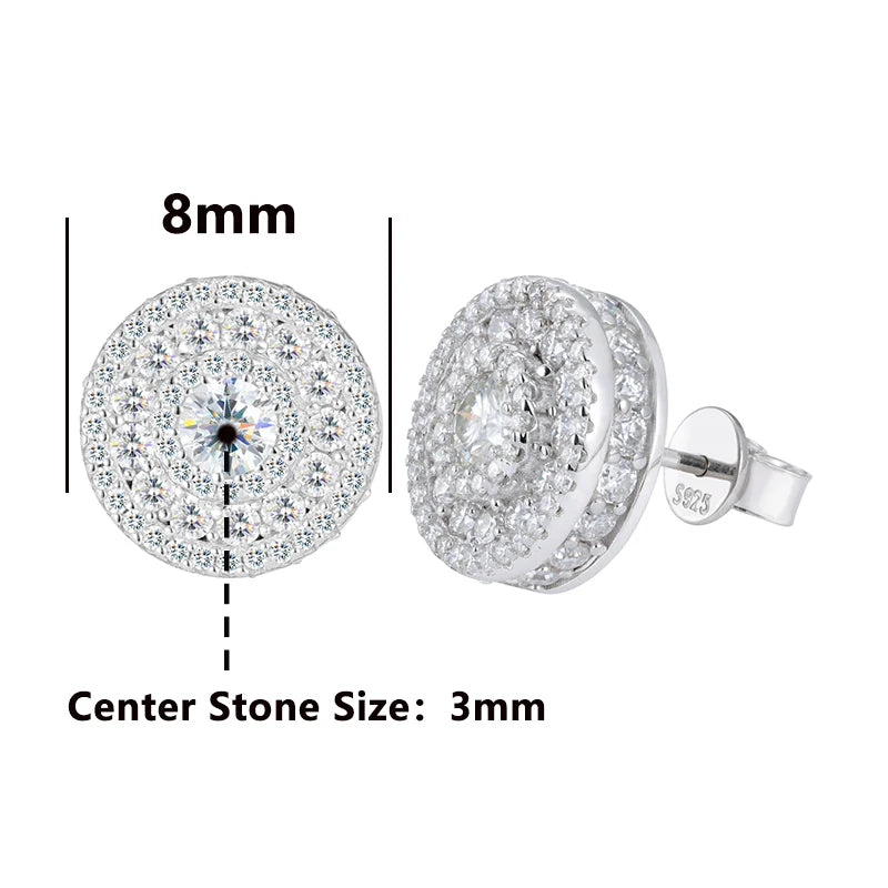 The Halo | Moissanite Diamond 925 Solid Sterling Silver Iced Blinged Out VVS Stud Earrings