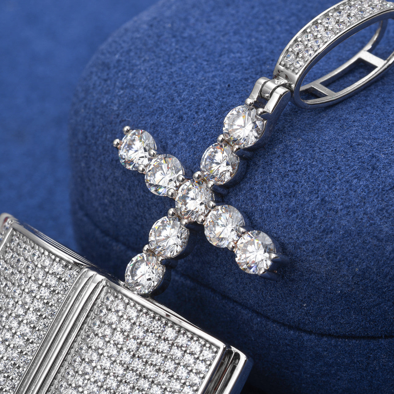Divine Blessings  | S925 Solid Iced Blinged Out Moissanite Cross Bible Prayer Pendant