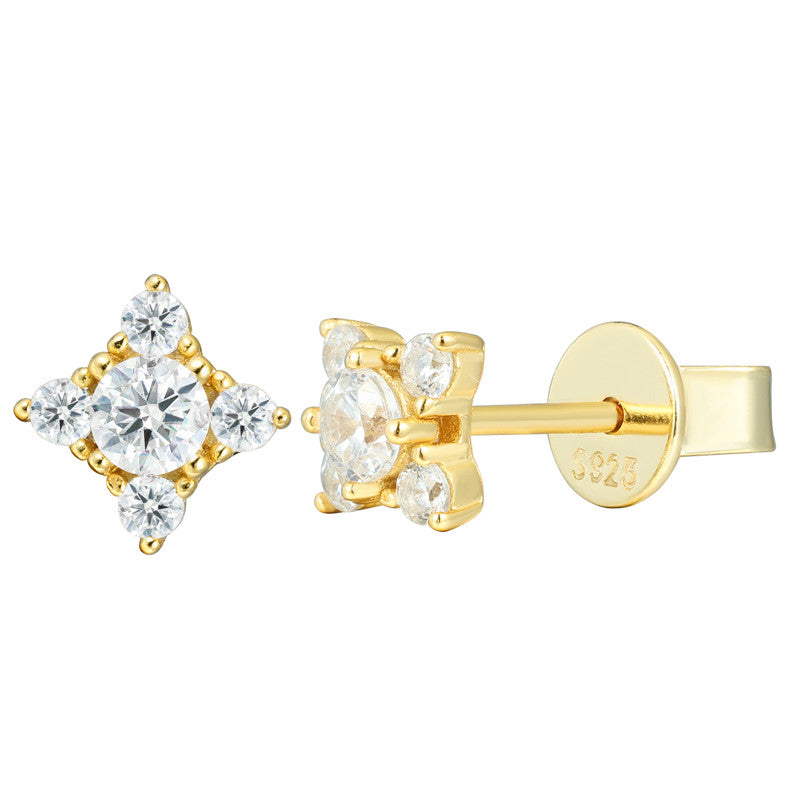 Star Shine | 925 Sterling Silver Moissanite Diamond Shinning Star 18k Gold Hip Hop Earrings