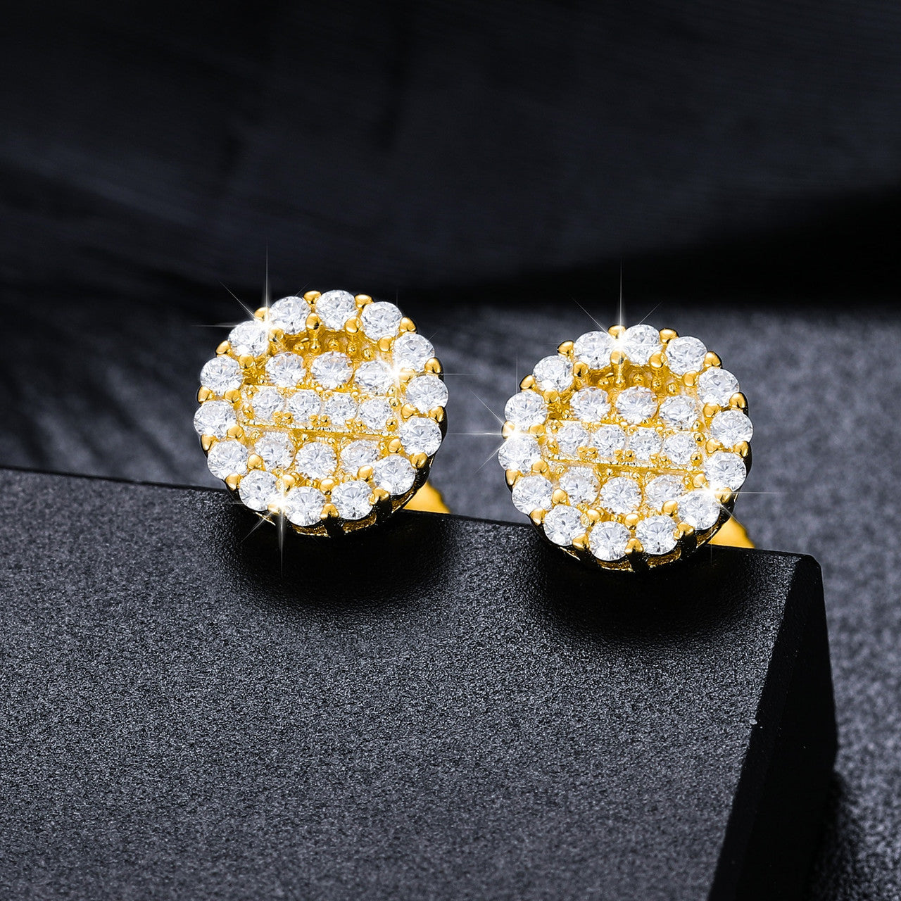 Luxury 925 Silver 15k Gold Genuine VVS Diamond Ice Clusters Hip Hop Earrings