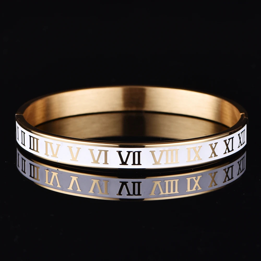 The Empire | Stainless Steel Roman Numeral Carved Men's Luxury Bracelets