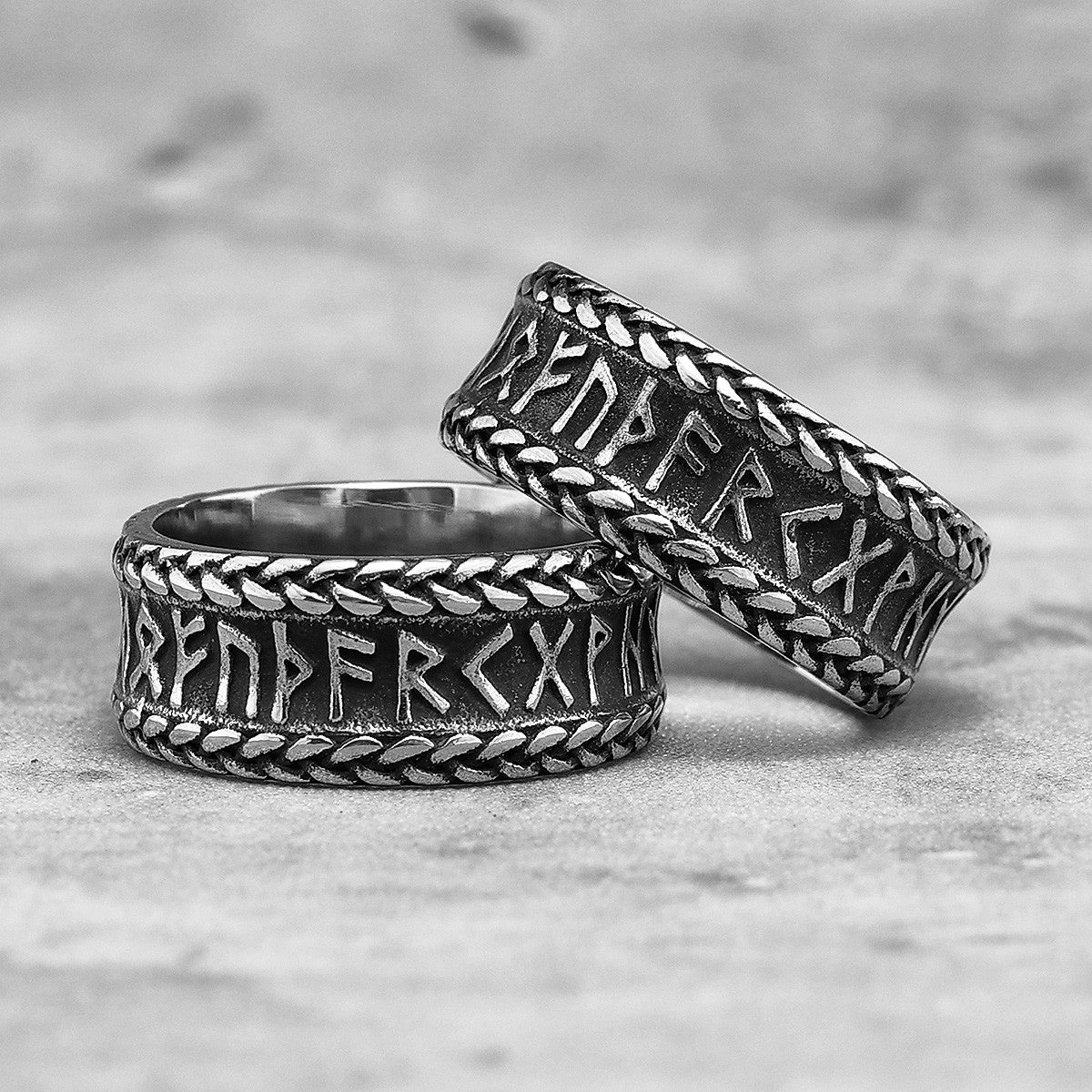 Vintage Nordic Letters | 316L No Fade Stainless Steel Viking Characters Rings