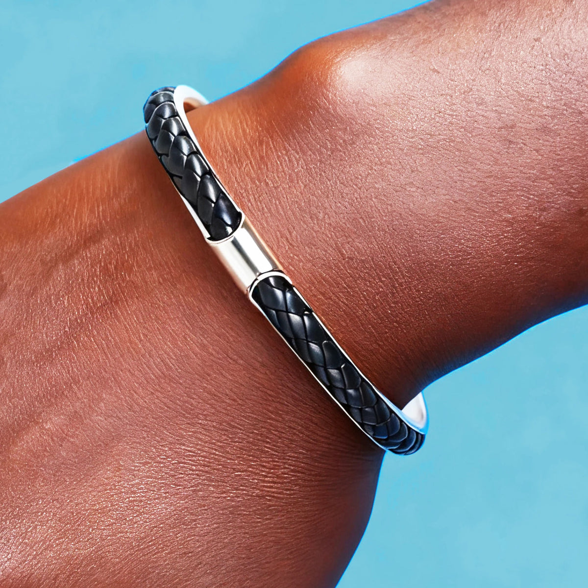 Classic Cuff | Luxury Men's 304 No Fade Stainless Steel Braided Leather Bracelet