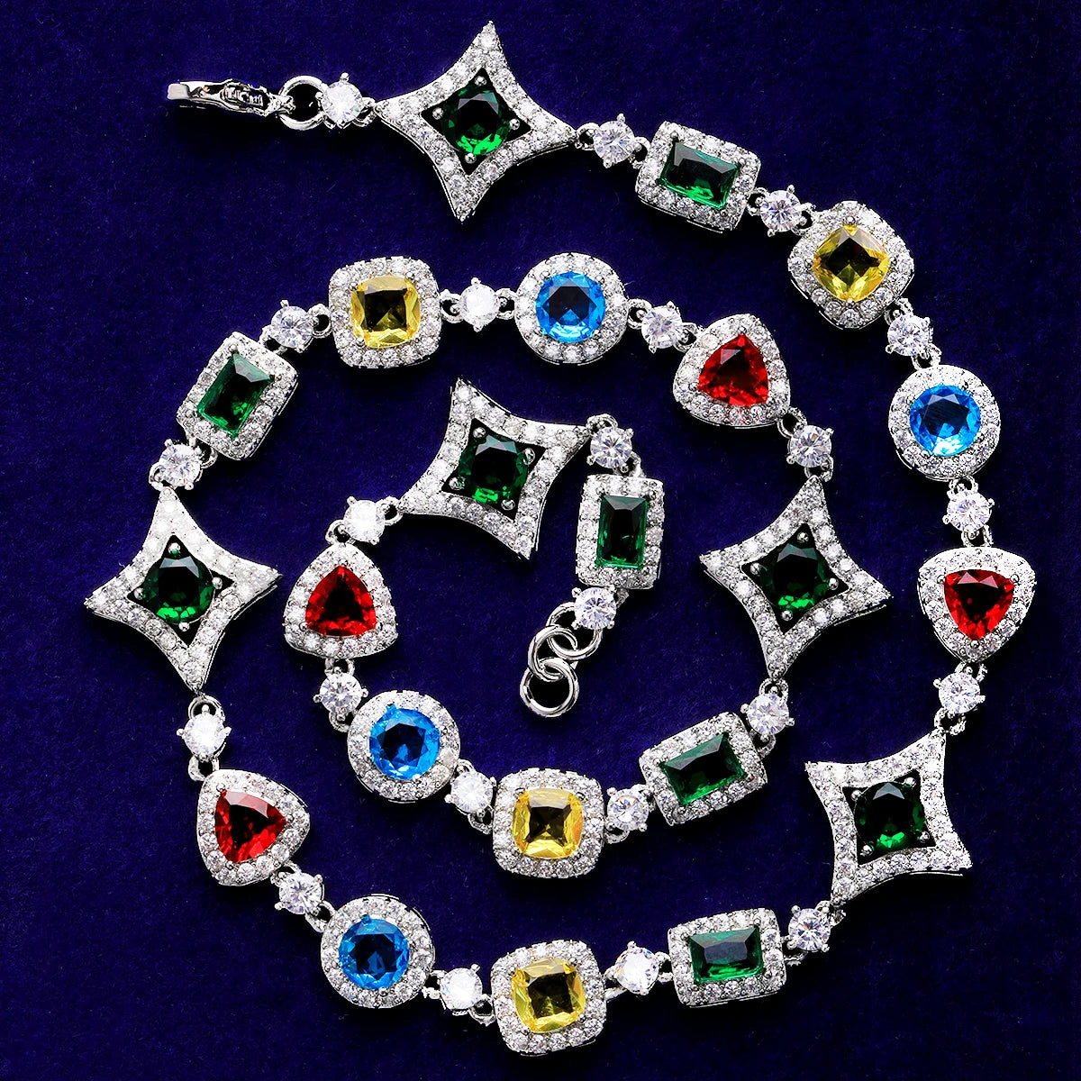 Star Trails | VVS Diamond CZ Colorful Gemstone Hip Hop Chain Necklace