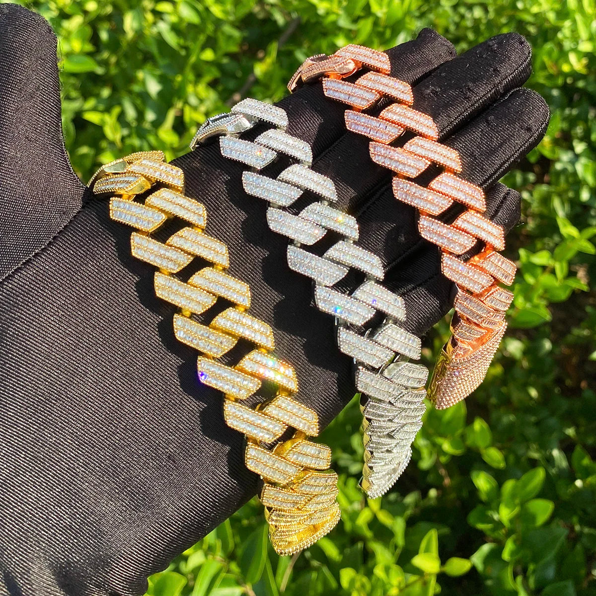 The 20MM Baguette |5AA+ VVS Diamond CZ 24k 925 Silver Hip Hop Bracelet