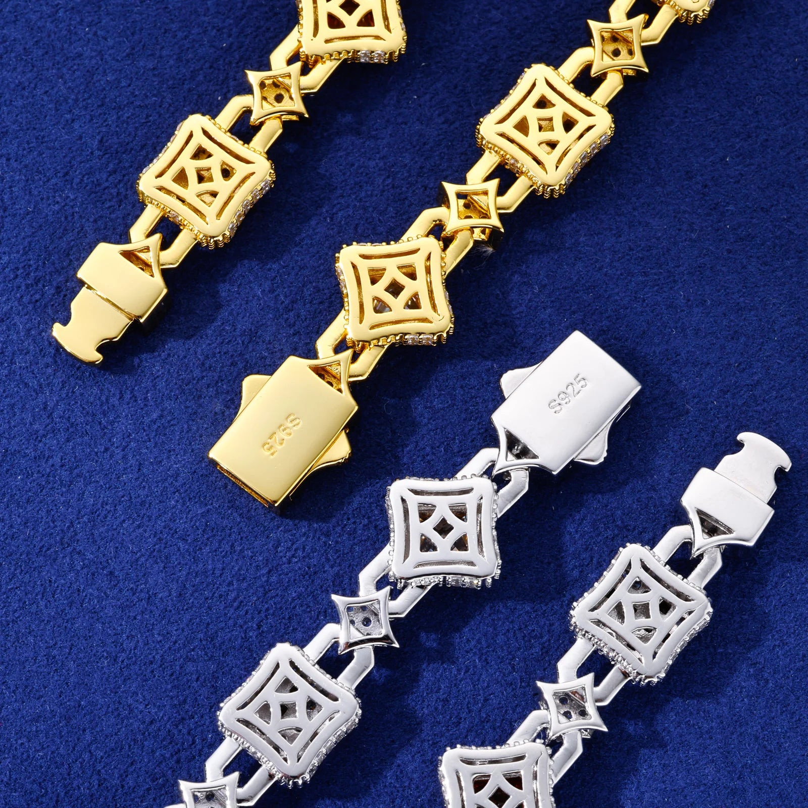 Lucky Charms | VVS Moissanite Diamond 925 Sterling Silver Hip Hop Cross Link Bracelet