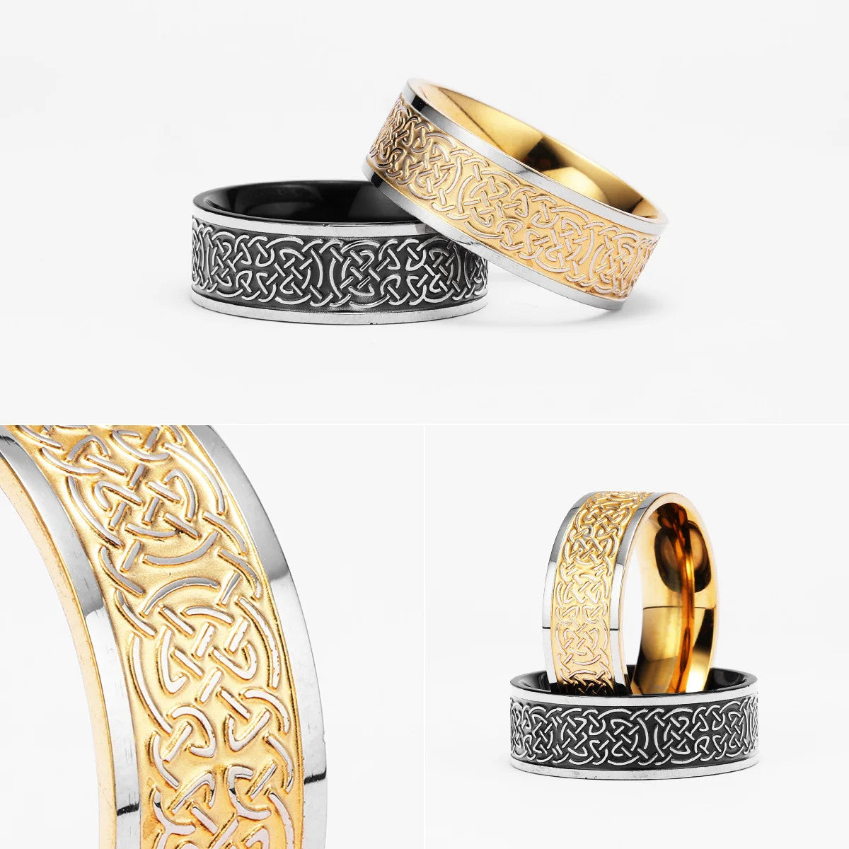 Viking Celtic Knot | Mens 316L Stainless Steel Vintage Jewelry Fashion No Fade No Tarnish Rings