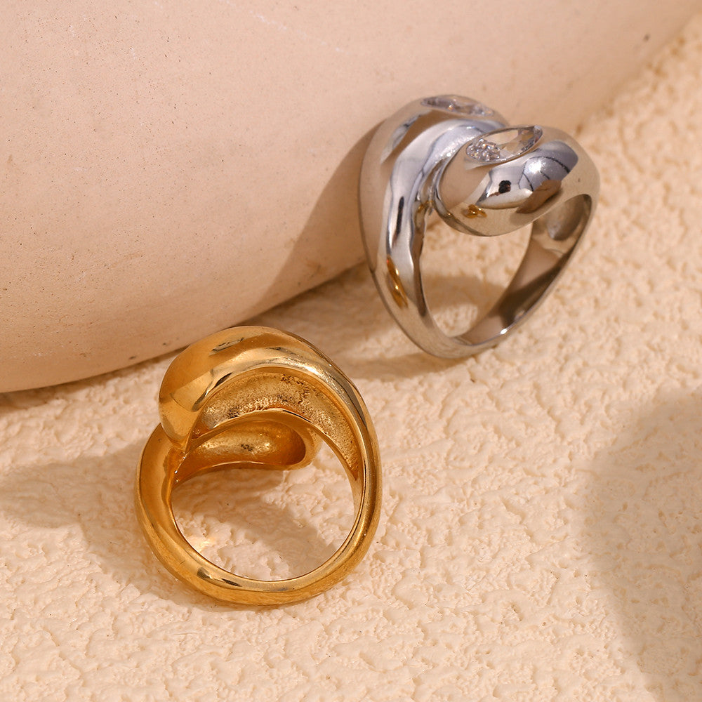 Princess Tears | 18k Gold No Fade Stainless Steel Double End Tear Drop CZ Tarnish Free Ring