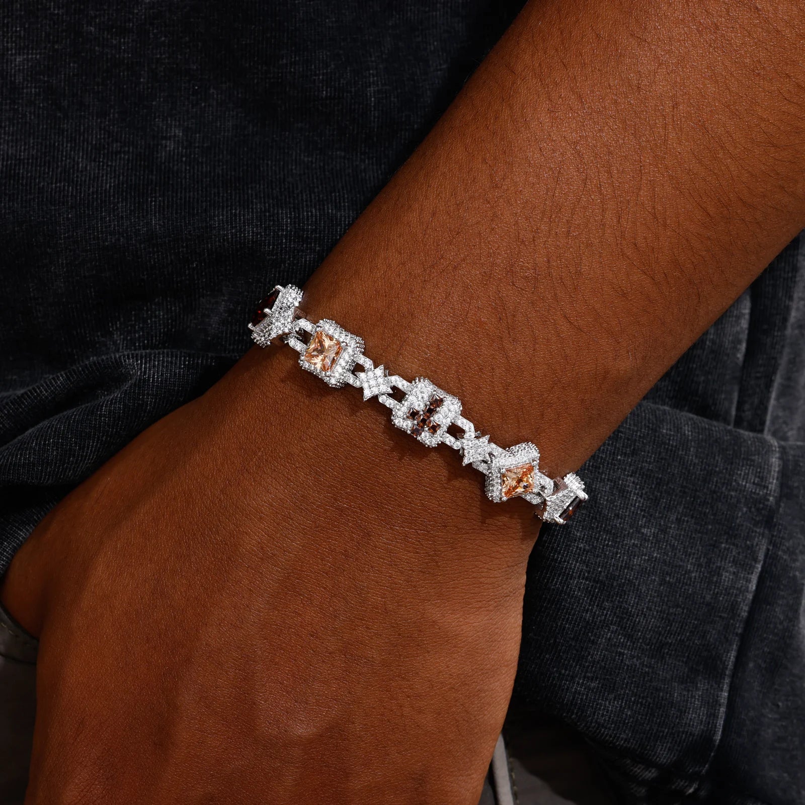 Lucky Charms | VVS Moissanite Diamond 925 Sterling Silver Hip Hop Cross Link Bracelet