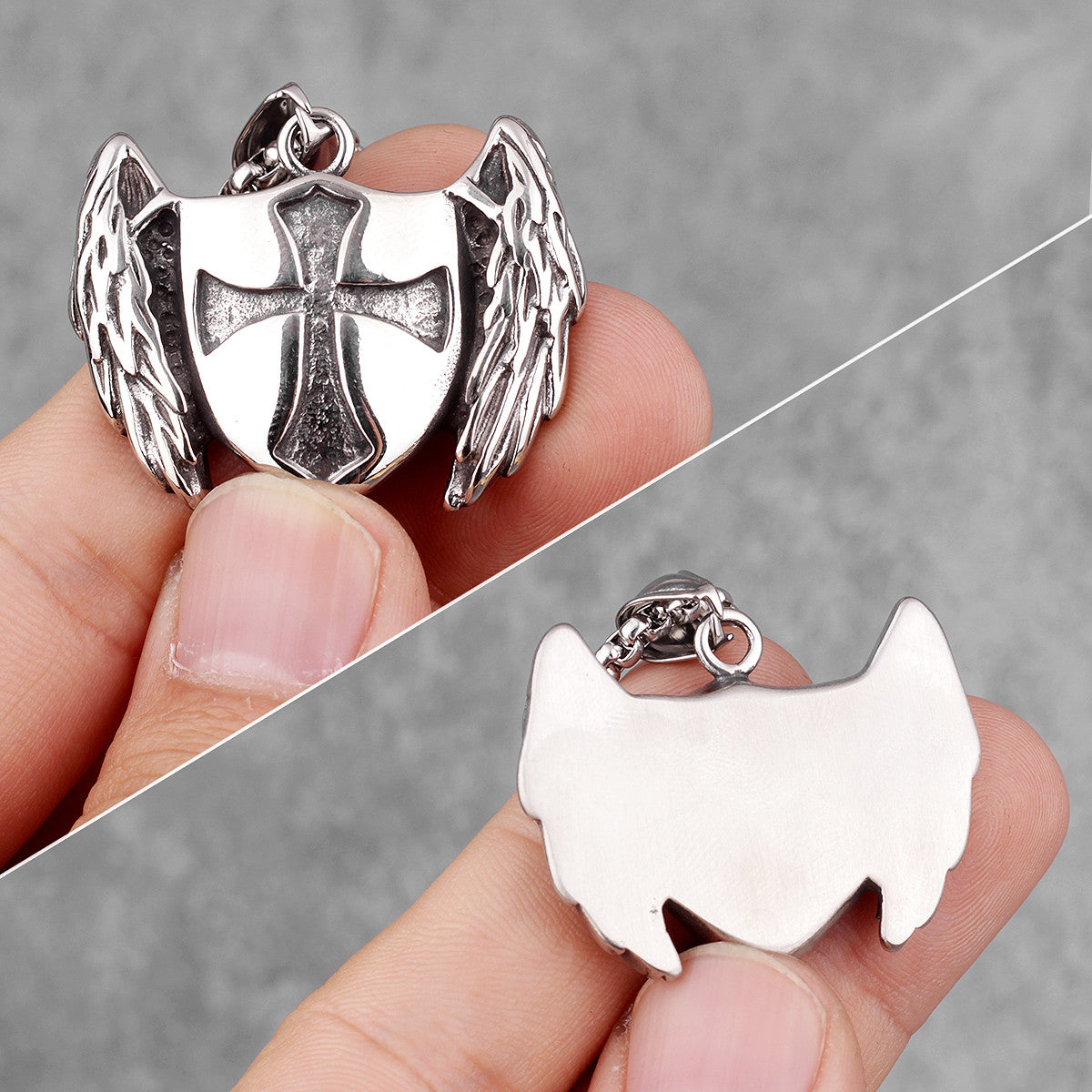 Cross Shield Crusader | No Fade Stainless Steel Shield Of Faith Pendant Chain Necklace