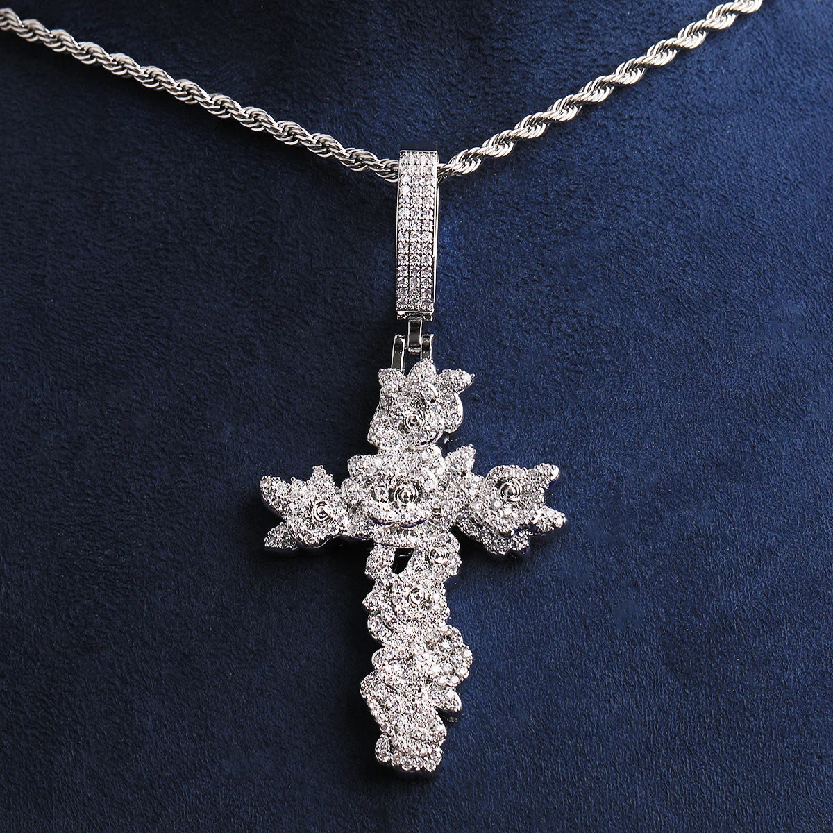 Rose Of Sharon | VVS Diamond CZ 5AA+ Iced Blinged Out Jesus Cross Pendant