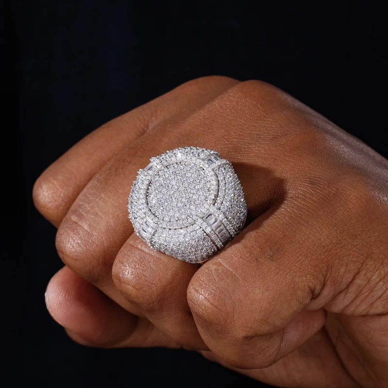 Boss Statement | Luxury Iced Blinged Out Moissanite Diamond Round Cluster Stone Ring