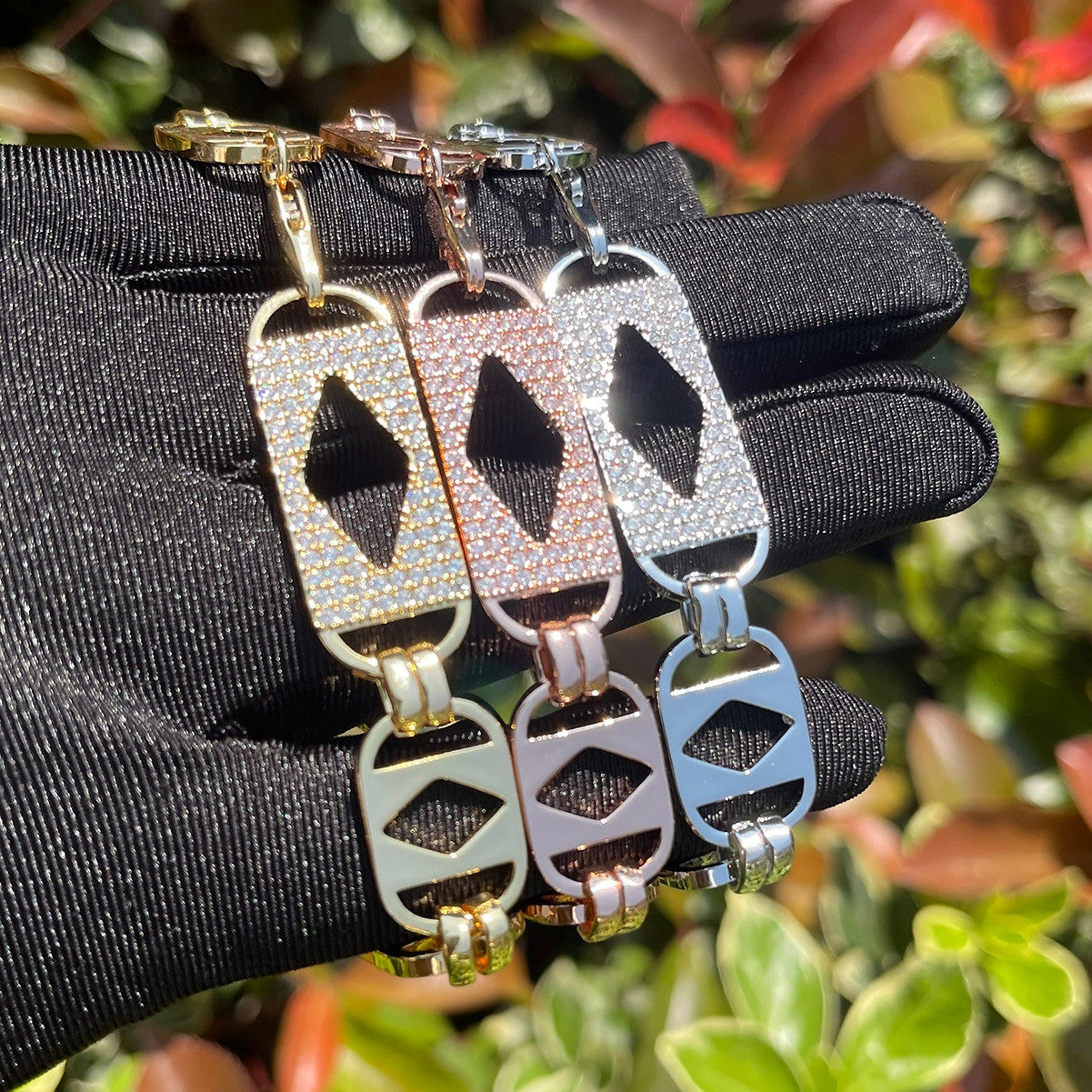 Mens Diamond Cut Rolo Link Flooded Ice Prong Set Bracelets