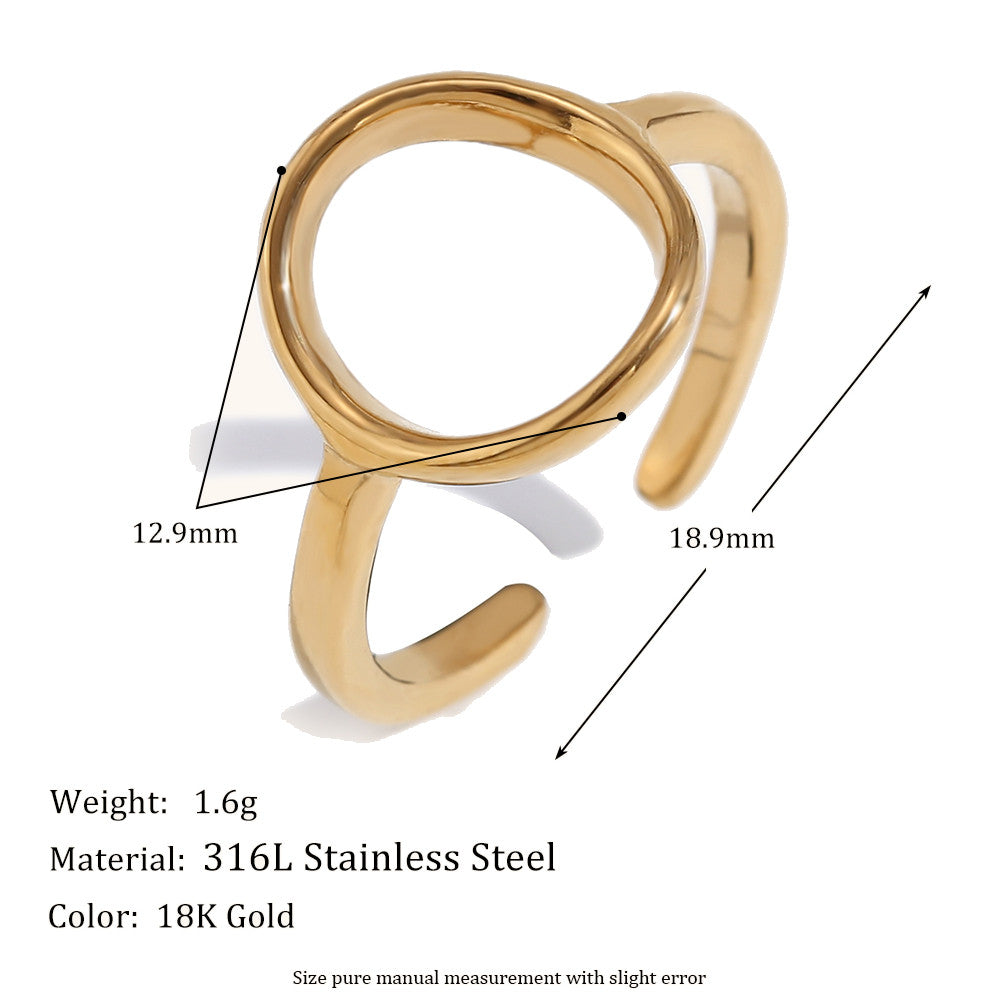 Women's 18k Gold Waterproof Stainless Steel Opening Cocktail Ring