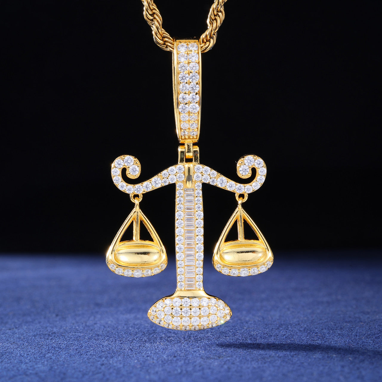 The Balanced | Solid Sterling Silver Libra Scale Moissanite Diamond Hip Hop Pendant