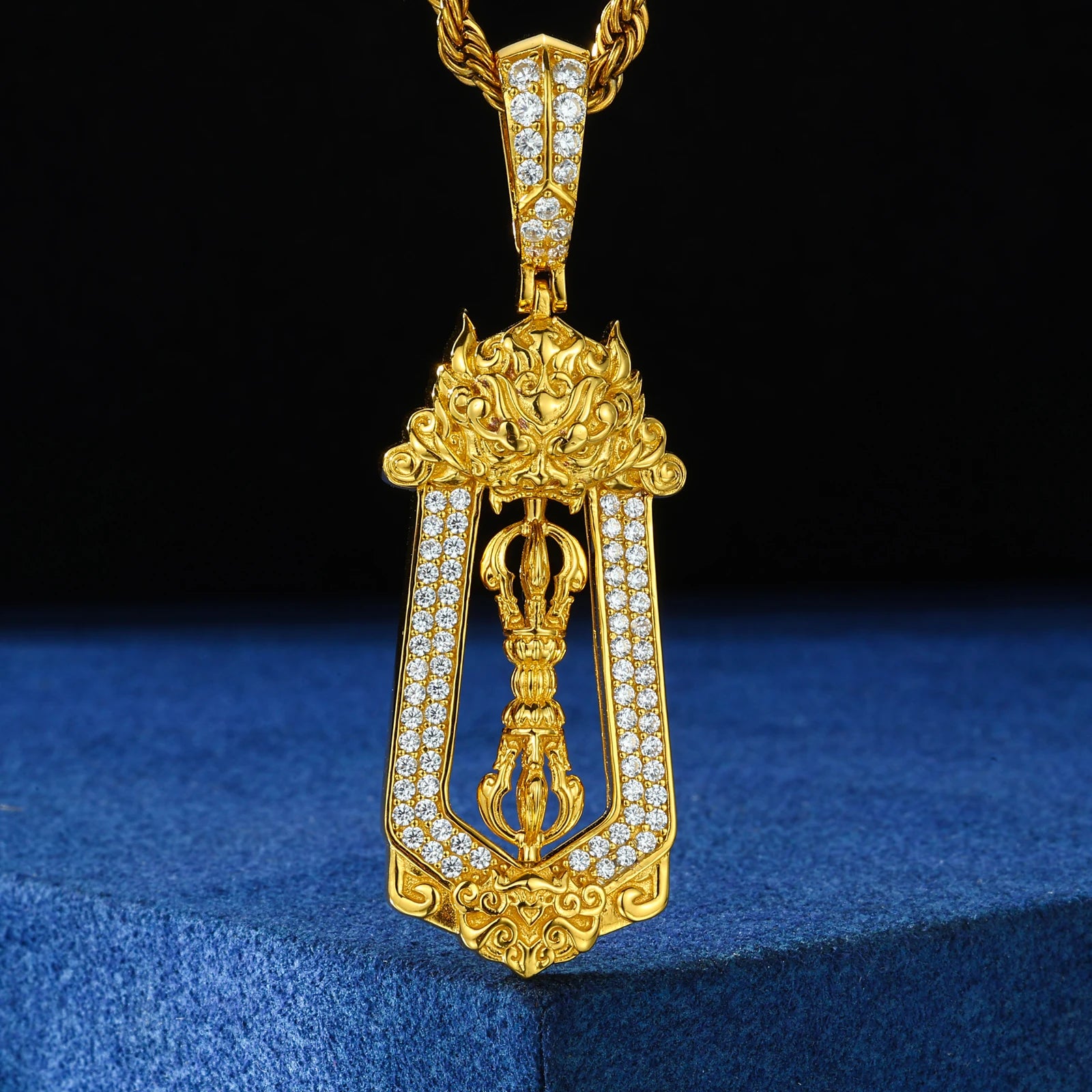 The Vajra | D VVS1 Moissanite Diamond Ancient Tibetan Buddhist 925 Silver Pendant