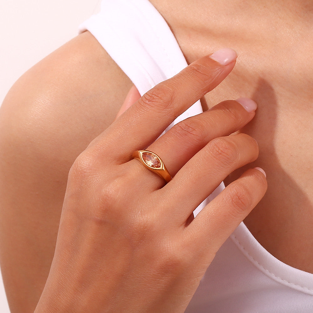 All Seeing | Cubic  Zircon Gem Eye 18k Gold No Fade Stainless Steel high Fashion Rings