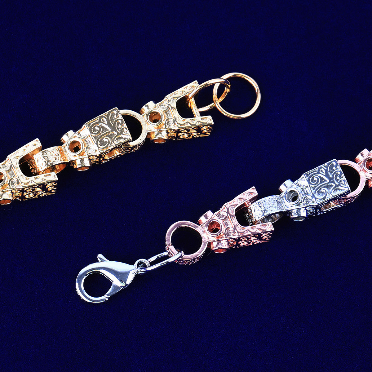 The Icon | Men's 3D Block Link Hip Hop Designer 24k 925 Silver Rose Gold Bracelets